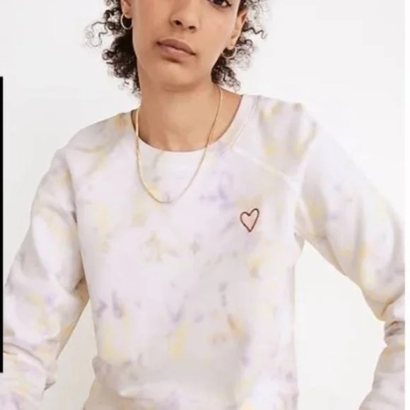 Madewell Heart Embroidered Resourced Cotton Sweatshirt in Tie-Dye, Medium - Picture 2 of 6